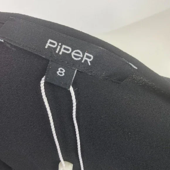 BNWT Piper Size 8 Women's Top Blouse Black Gold Lace Long Sleeve - Picture 10 of 11